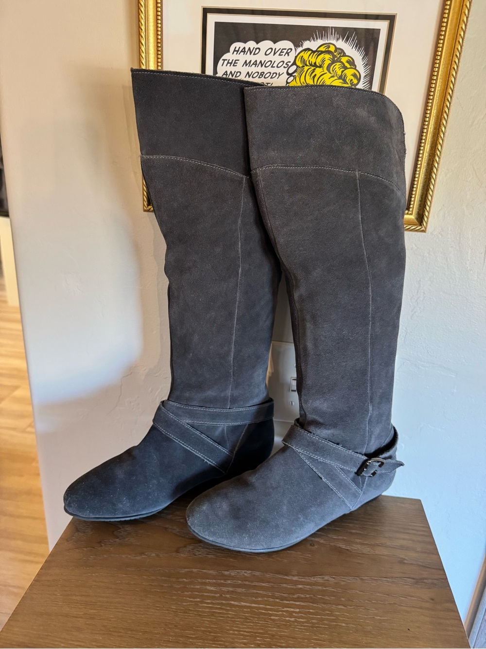 Chinese Laundry Over-the-Knee Suede Boots - Charcoal Gray